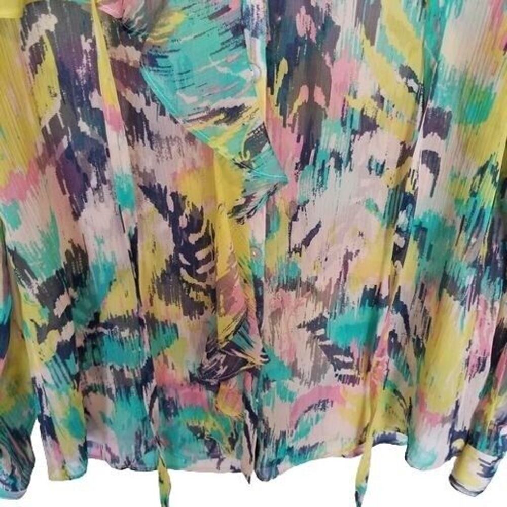 Sundance Womens Silk Watercolor Tunic Sz S Boho Artsy Cottagecore Ruffle Hippie - Picture 3 of 7
